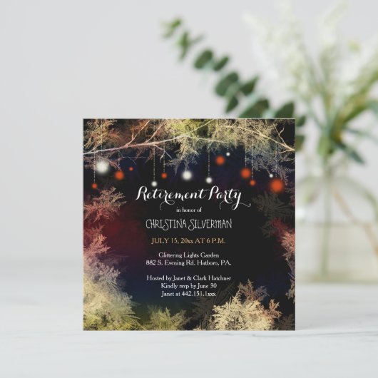Starry Forest Avond Retirement Party Kaart (Staand voorkant)