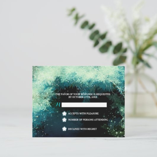 Starry Forest Inspirerend Wedding RSVP (Staand voorkant)