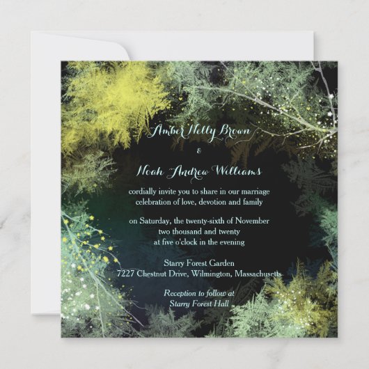 Starry Forest Magical Mysticism Wedding Kaart (Voorkant)