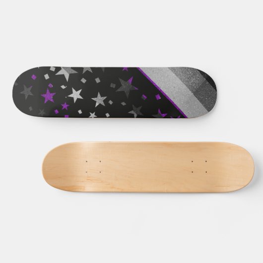 Starry Gay Pride Flag Sparkly Asexual Glitter Persoonlijk Skateboard (Horizontaal)