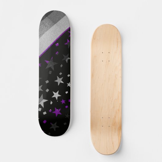 Starry Gay Pride Flag Sparkly Asexual Glitter Persoonlijk Skateboard (Voorkant)