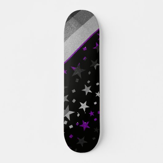 Starry Gay Pride Flag Sparkly Asexual Glitter Persoonlijk Skateboard (Voorkant)