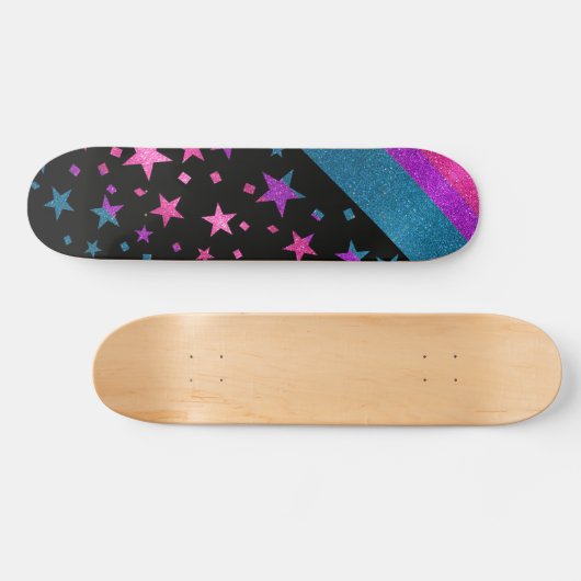 Starry Gay Pride Flag Sparkly Bisexual Glitter Persoonlijk Skateboard (Horizontaal)