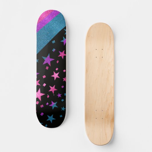 Starry Gay Pride Flag Sparkly Bisexual Glitter Persoonlijk Skateboard (Voorkant)