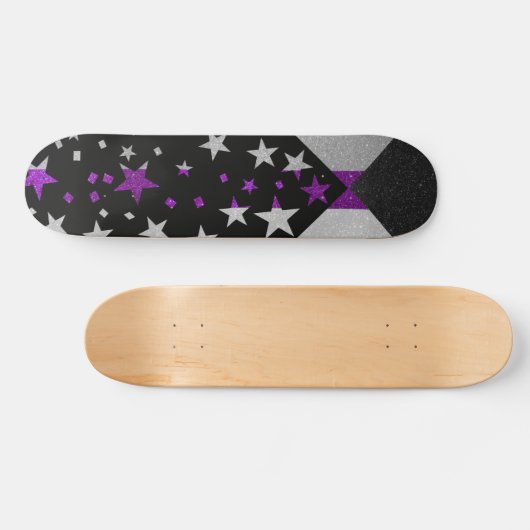 Starry Gay Pride Flag Sparkly Demisexual Glitter Persoonlijk Skateboard (Horizontaal)