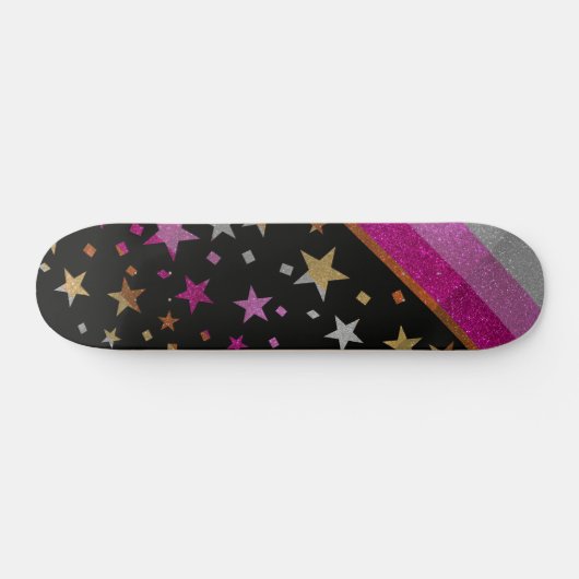 Starry Gay Pride Flag Sparkly Lesbian Glitter Persoonlijk Skateboard (Horizontaal)
