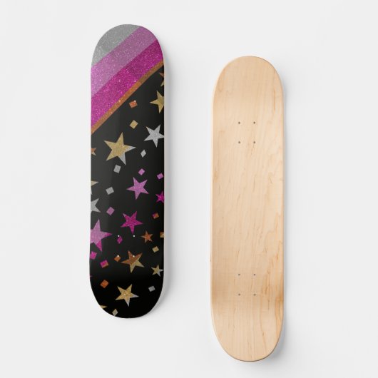 Starry Gay Pride Flag Sparkly Lesbian Glitter Persoonlijk Skateboard (Voorkant)