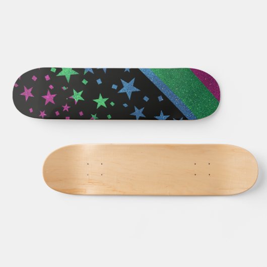Starry Gay Pride Flag Sparkly Polysexual Glitter Persoonlijk Skateboard (Horizontaal)