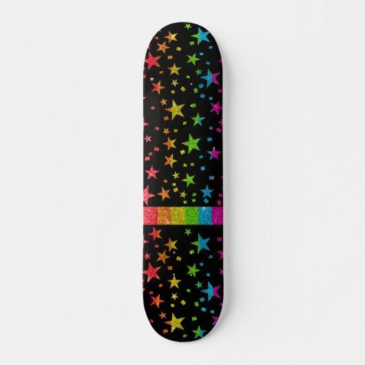 Starry Gay Pride Flag Sparkly Rainbow Glitter Persoonlijk Skateboard (Voorkant)