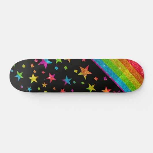 Starry Gay Pride Flag Sparkly Rainbow Glitter Persoonlijk Skateboard (Horizontaal)