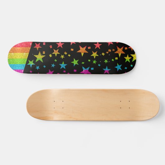 Starry Gay Pride Flag Sparkly Rainbow Glitter Persoonlijk Skateboard (Horizontaal)
