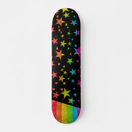 Starry Gay Pride Flag Sparkly Rainbow Glitter Persoonlijk Skateboard (Voorkant)
