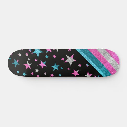 Starry Gay Pride Flag Sparkly Trans Glitter Persoonlijk Skateboard (Horizontaal)