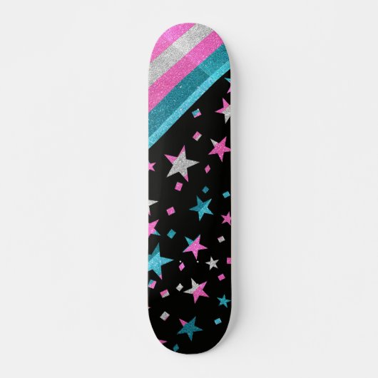 Starry Gay Pride Flag Sparkly Trans Glitter Persoonlijk Skateboard (Voorkant)