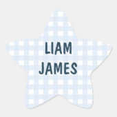 Starry Gingham Baby Boy Envelope Sticker (Voorkant)