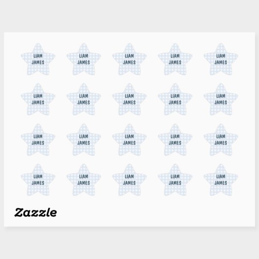 Starry Gingham Baby Boy Envelope Sticker (Vel)