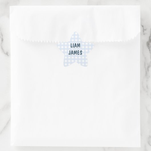 Starry Gingham Baby Boy Envelope Sticker (Tas)