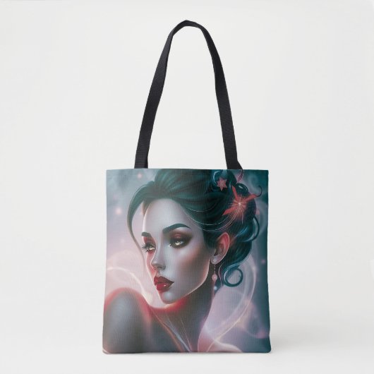 Starry Glam Canvas tas: Elegante vrouw Tote Bag (Voorkant)