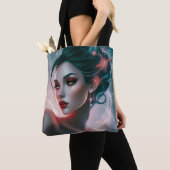 Starry Glam Canvas tas: Elegante vrouw Tote Bag (Dichtbij)