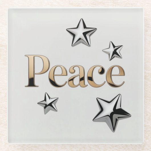 Starry Glass Peace Coaster Square  Glazen Onderzetter (Voorkant)