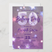 Starry Glittery Magenta 50th Birthday Invitation Kaart (Voorkant)