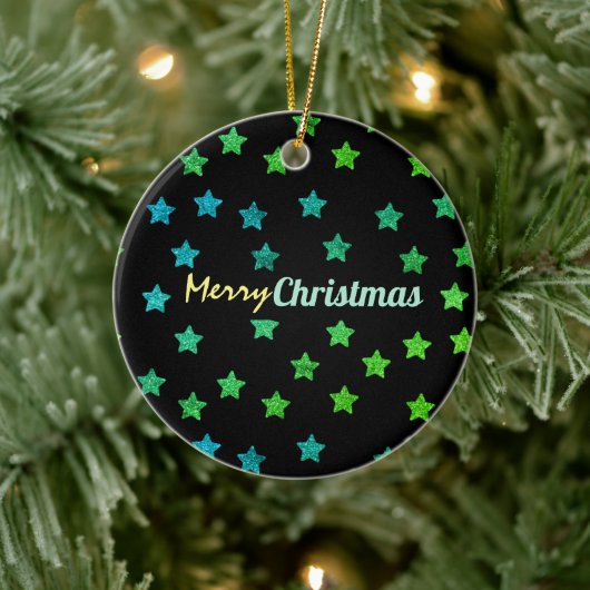Starry Glittery Merry kerst Keramisch Ornament (Boom)