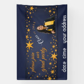 starry gold grad party banner (Verticaal)