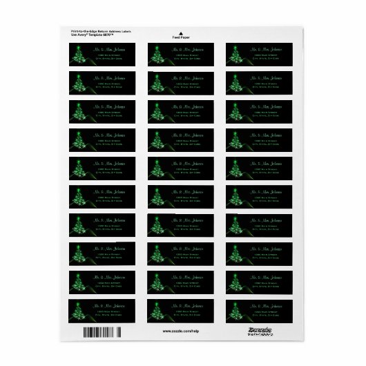 Starry Green Kerstmis Tree Return Address Label (Full Sheet)