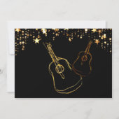Starry Guitars Gold Black Music Wedding Invitation Kaart (Achterkant)