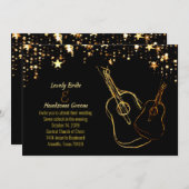 Starry Guitars Gold Black Music Wedding Invitation Kaart (Voorkant / Achterkant)