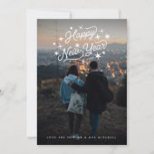 Starry Happy Nieuwjaarsfoto Feestdagenkaart (Voorkant)