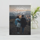 Starry Happy Nieuwjaarsfoto Feestdagenkaart (Staand voorkant)