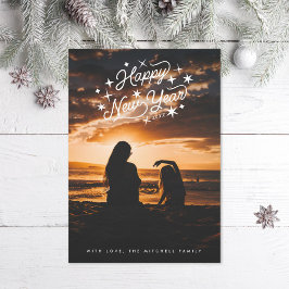 Starry Happy Nieuwjaarsfoto Feestdagenkaart