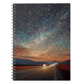 Starry Highway Kleurrijke Night Sky Notitieboek
