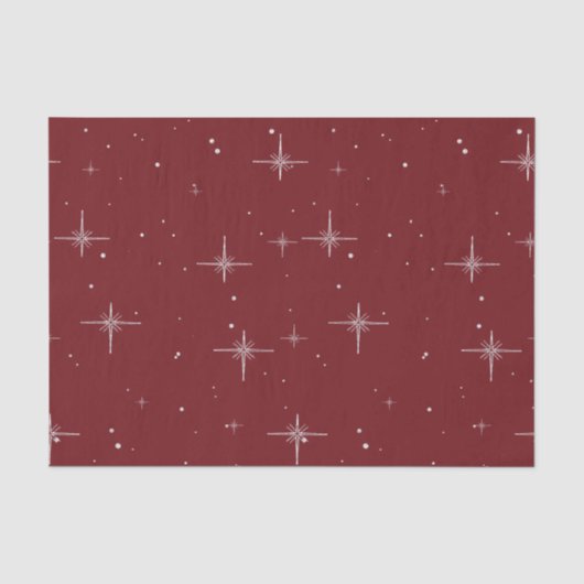 Starry Holiday Tissue Paper – Rood met Zilveren St Tissuepapier (Voorkant)