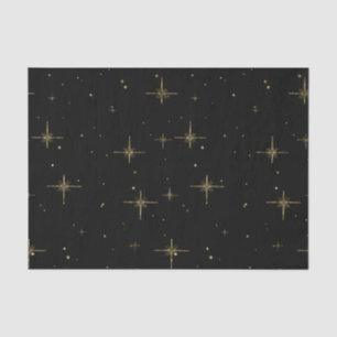 Starry Holiday Tissue Paper – Zwart met Gouden Ste Tissuepapier