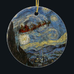 Starry Kerstnacht Ornament<br><div class="desc">Een  kerstman en zijn slee vol speelgoed vliegen over de prachtige hemel van Vincent van Gogh's Sterrennacht. Overweeg om een naam of een jaar toe te voegen om het sieraadje voor je familie te personaliseren of een mooi cadeau.</div>