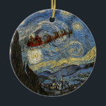 Starry Kerstnacht Ornament<br><div class="desc">Een  kerstman en zijn slee vol speelgoed vliegen over de prachtige hemel van Vincent van Gogh's Sterrennacht. Overweeg om een naam of een jaar toe te voegen om het sieraadje voor je familie te personaliseren of een mooi cadeau.</div>