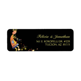 Starry Kokopelli Wedding Return Address Etiket