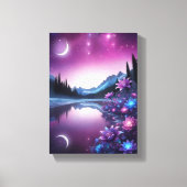 Starry Lake Flower Dream Night View Canvas Afdruk (Voorkant)