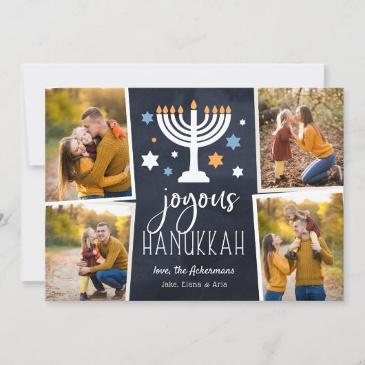 Starry lampjes | Hanukkah Photo Collage Kaart (Voorkant)