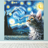 Starry Laperm Kat Portret - Huisdier Portret Canvas Afdruk (Insitu (Houten vloer))