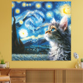 Starry Laperm Kat Portret - Huisdier Portret Canvas Afdruk (Insitu (Woonkamer))