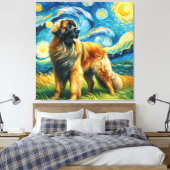 Starry Leonberger Hond Portret - Huisdier Portret Canvas Afdruk (Insitu (Slaapkamer))