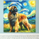 Starry Leonberger Hond Portret - Huisdier Portret Canvas Afdruk (Insitu (Houten vloer))