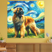 Starry Leonberger Hond Portret - Huisdier Portret Canvas Afdruk (Insitu (Woonkamer))