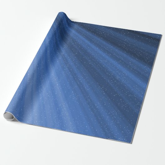 Starry Light Beams op blauw Cadeaupapier (Uitgerold)