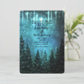 Starry Lights Rustic Pine Trees Country Wedding Kaart (Staand voorkant)