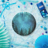 Starry Lights Rustic Pine Trees Country Wedding Papieren Bordje (Feest)