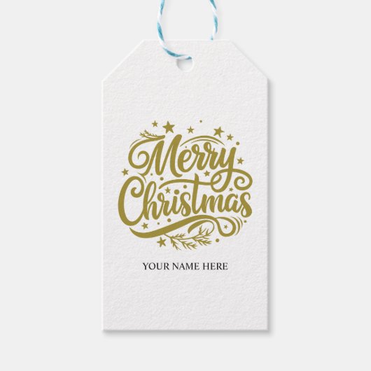 Starry Merry Christmas Greeting Cadeaulabel (Voorkant)